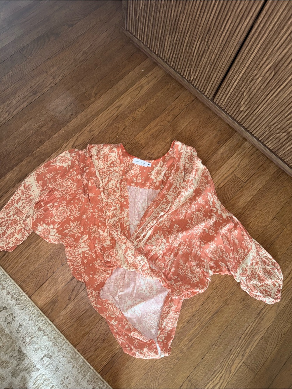 Petal & Pup Coral and Cream Floral cross -Front Blouse